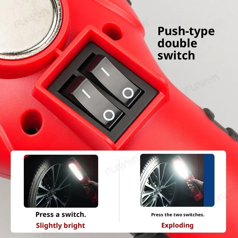 FUNAYA Riparazione auto forte lavoro luce luminosa 2000 lumen rotazione a 360 gradi gancio magnete plug-in illuminazione cablata per riparazione auto