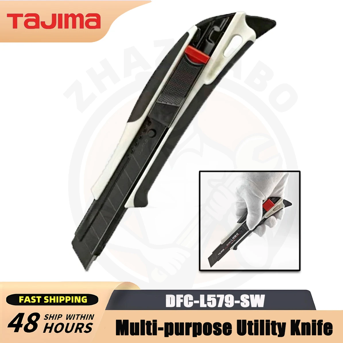 

TAJIMA DFC-L579-SW Multi-purpose Utility Knife Automatic Retractable Knife with 18mm Replaceable L-type Blade Wallpaper Knife