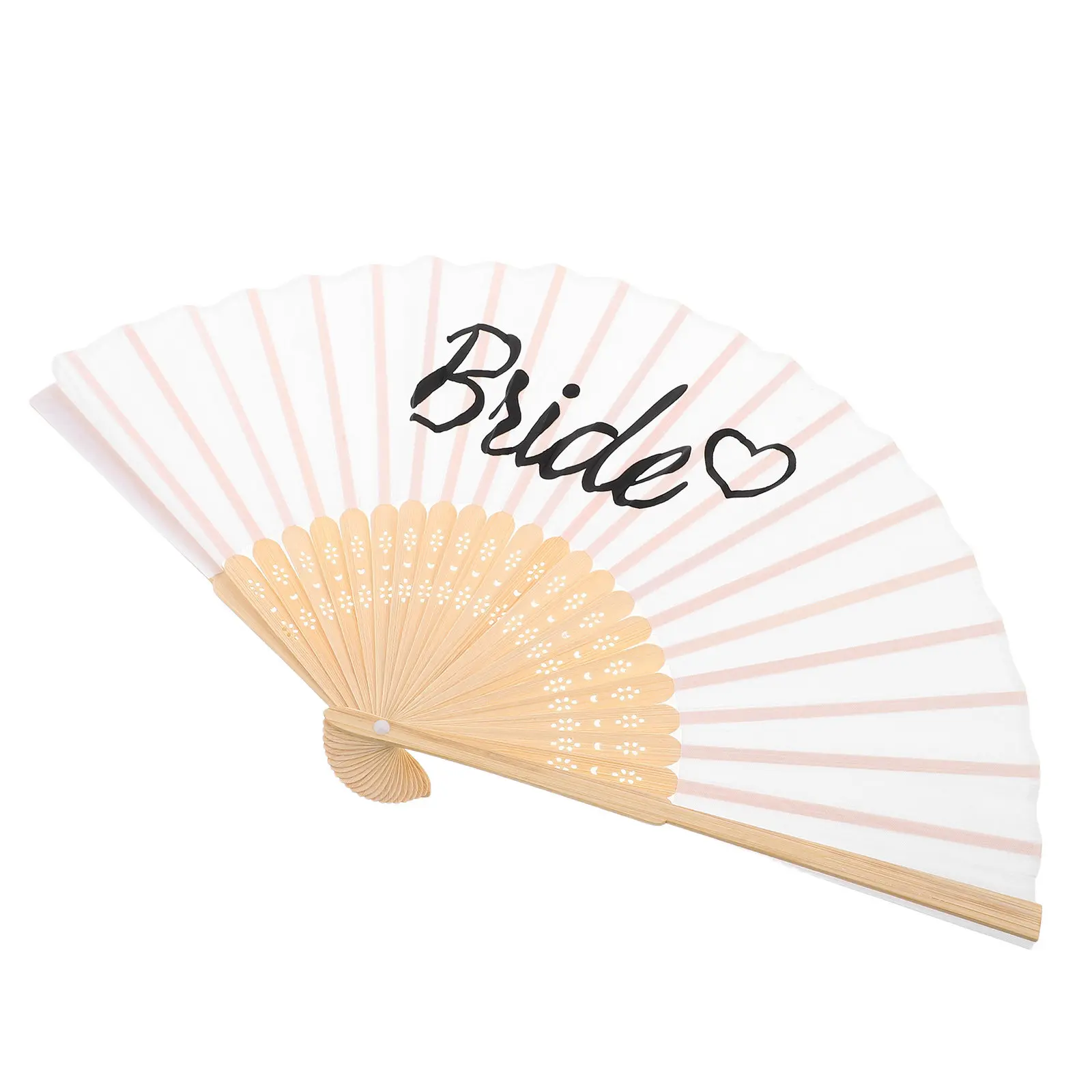Bridal Hand Fan Held Decor Bamboo Cloth Folding Bride Decorative Party Costume Cooling
