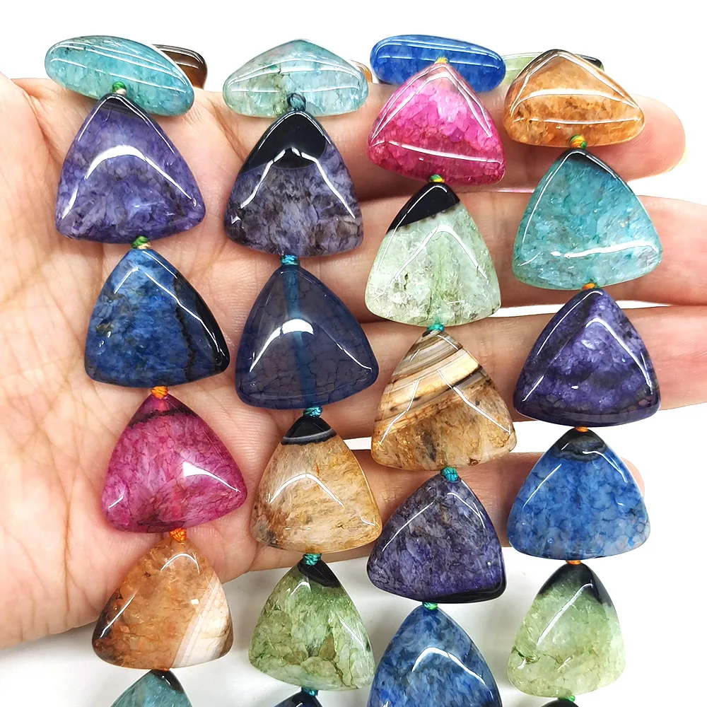Multicolor Uruguayan Agate Beads Natural Stone Triangle Shape Gems Bead Healing Crystal for Jewelry Making DIY Bracelet Necklace