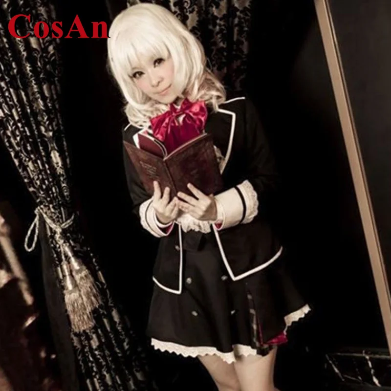 CosAn Spiel DIABOLIK LOVERS Komori Yui Cosplay Kostüme Mode Schwarze Uniform Rock Anzug Vollen Satz Jede Größe