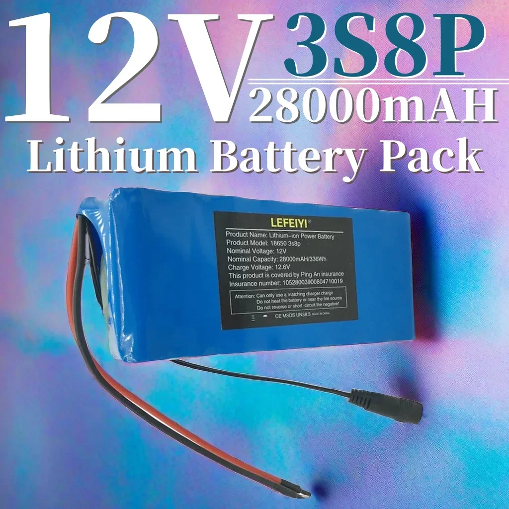 

New 3S8p 18650 battery pack 12V 28Ah 18650 lithium battery protection board, used for inverter miner's lamp+BMS