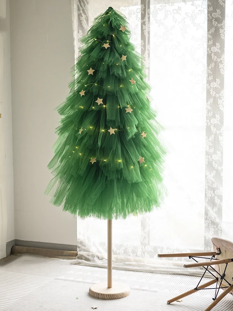 Green yarn handmade Christmas tree 2 meters green decorations, shop window decorations