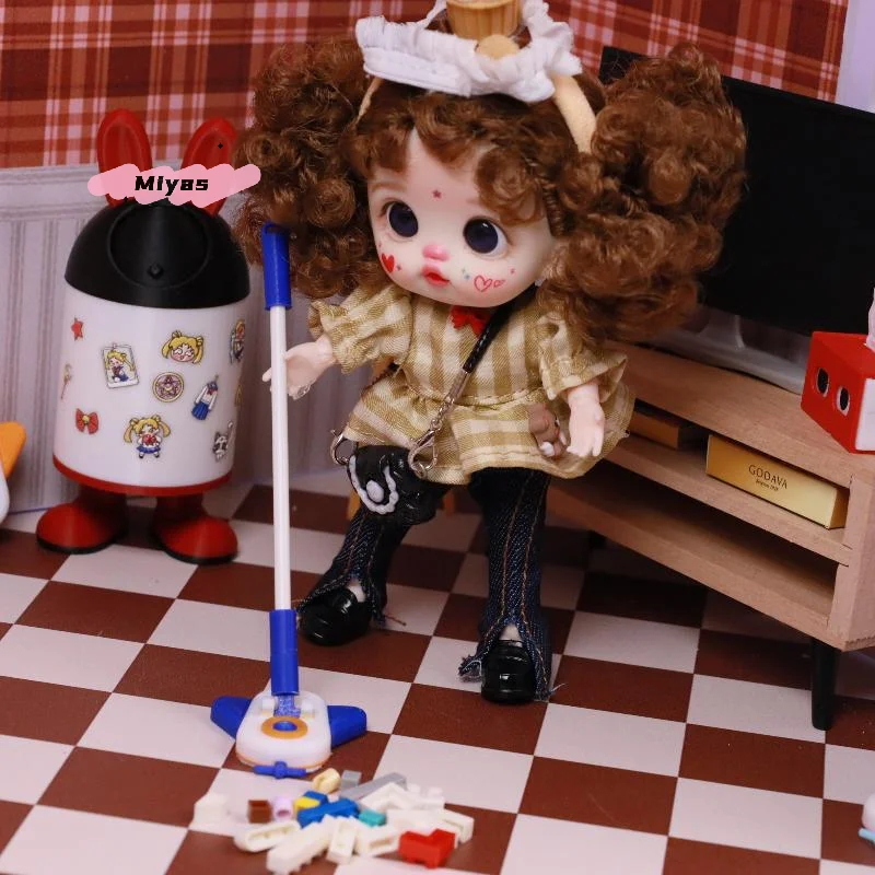 1 stks miniatuur poppenhuis stoffer simulatie modelvliegtuigen mop pop accessoires DIY decoratie voor creatieve speelsets