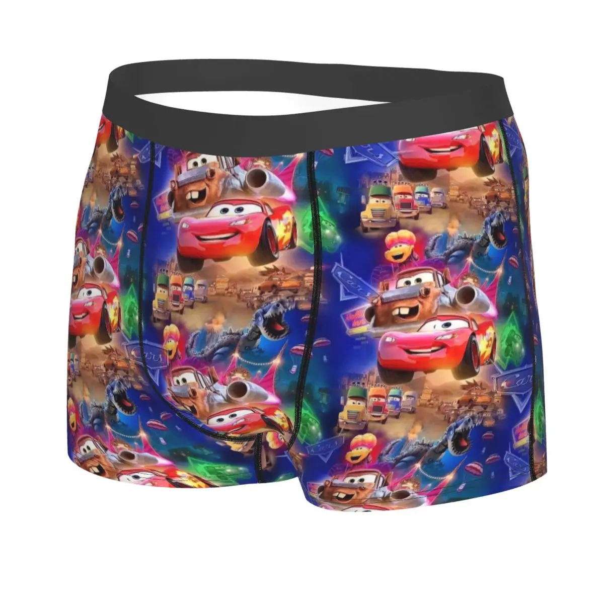 Novidade personalizada quente relâmpago mcqueen padrão boxers shorts calcinha masculina estiramento animação em quadrinhos cuecas