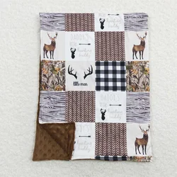 Wholesale Boutique Kids Deer Hunting Bedding Fleece Children Thin Quilt Toddler Daddy's Baby Boy Flannel Blanket