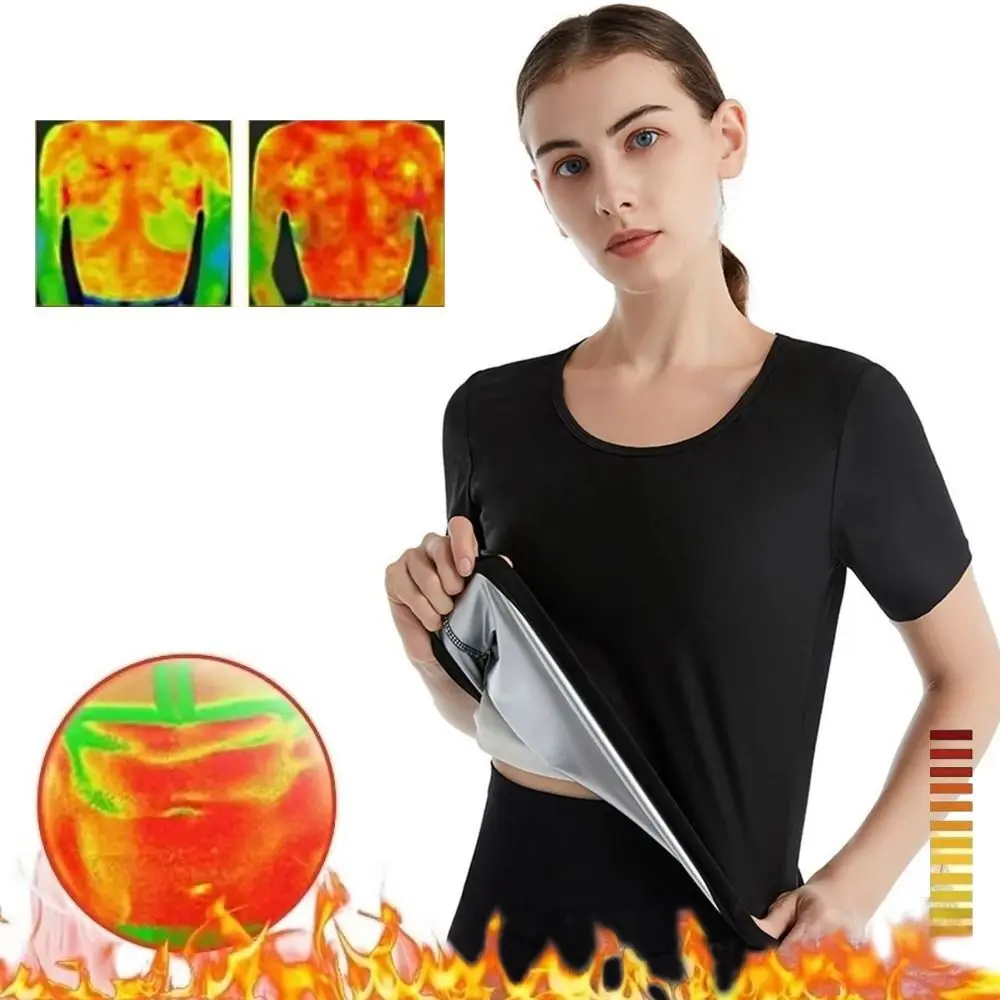 

Sweat-resistant Sweat Short Sleeve Compression Fit Fat Burning Shapewear Top Elastic Versatile Workout Compression T-Shirts