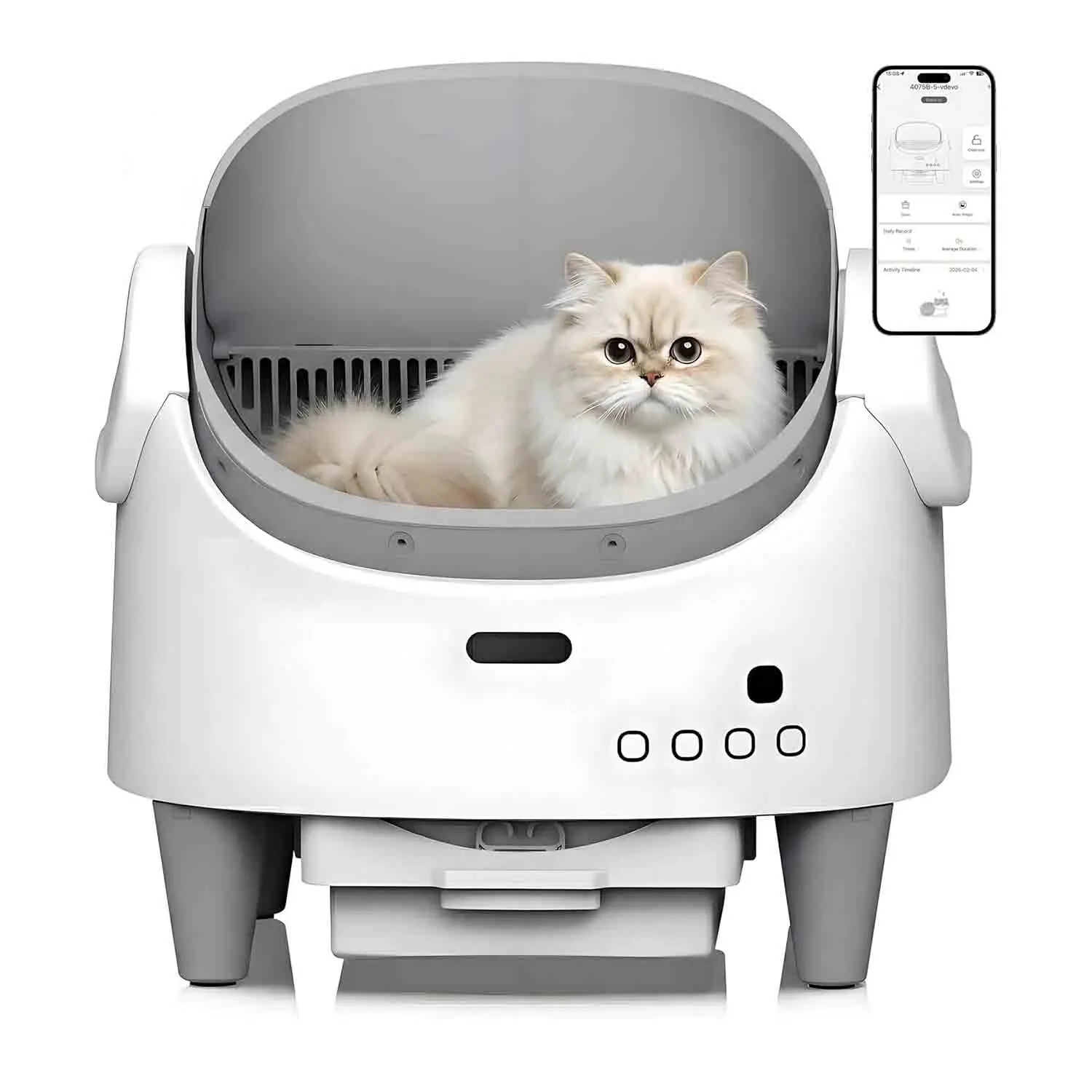 Automatische kattenbak, bovenopen zelfreinigende kattenbak met 15-laags veiligheidsbescherming, slimme app-besturing en monitoring - afbeelding 2