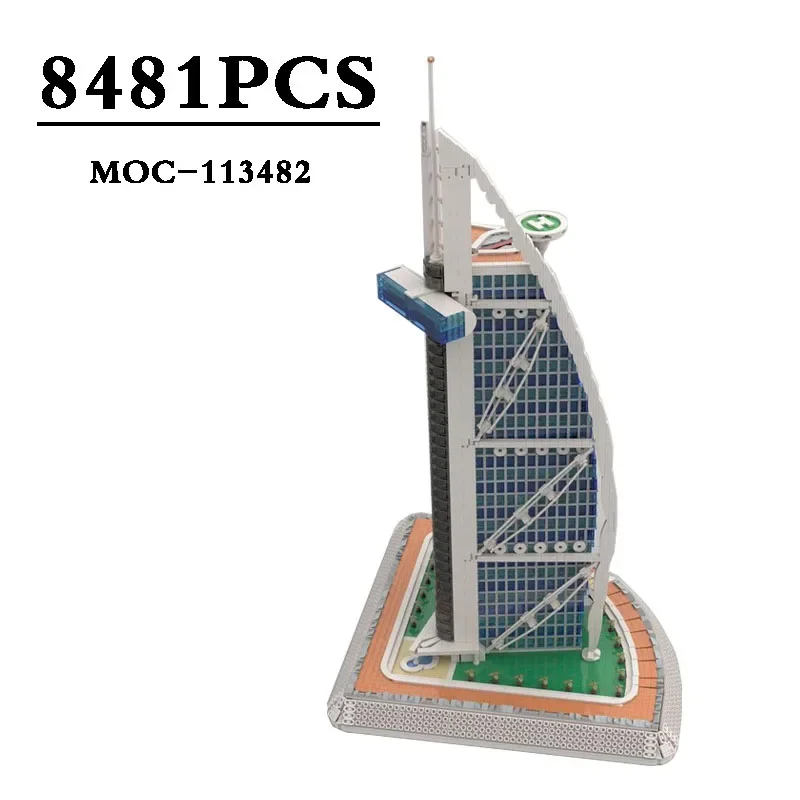 Building Block MOC-113482 5 Star Burj Al Arab Building Modular Modern Building 8481PCS Birthday Toy Adult DIY Christmas Gift