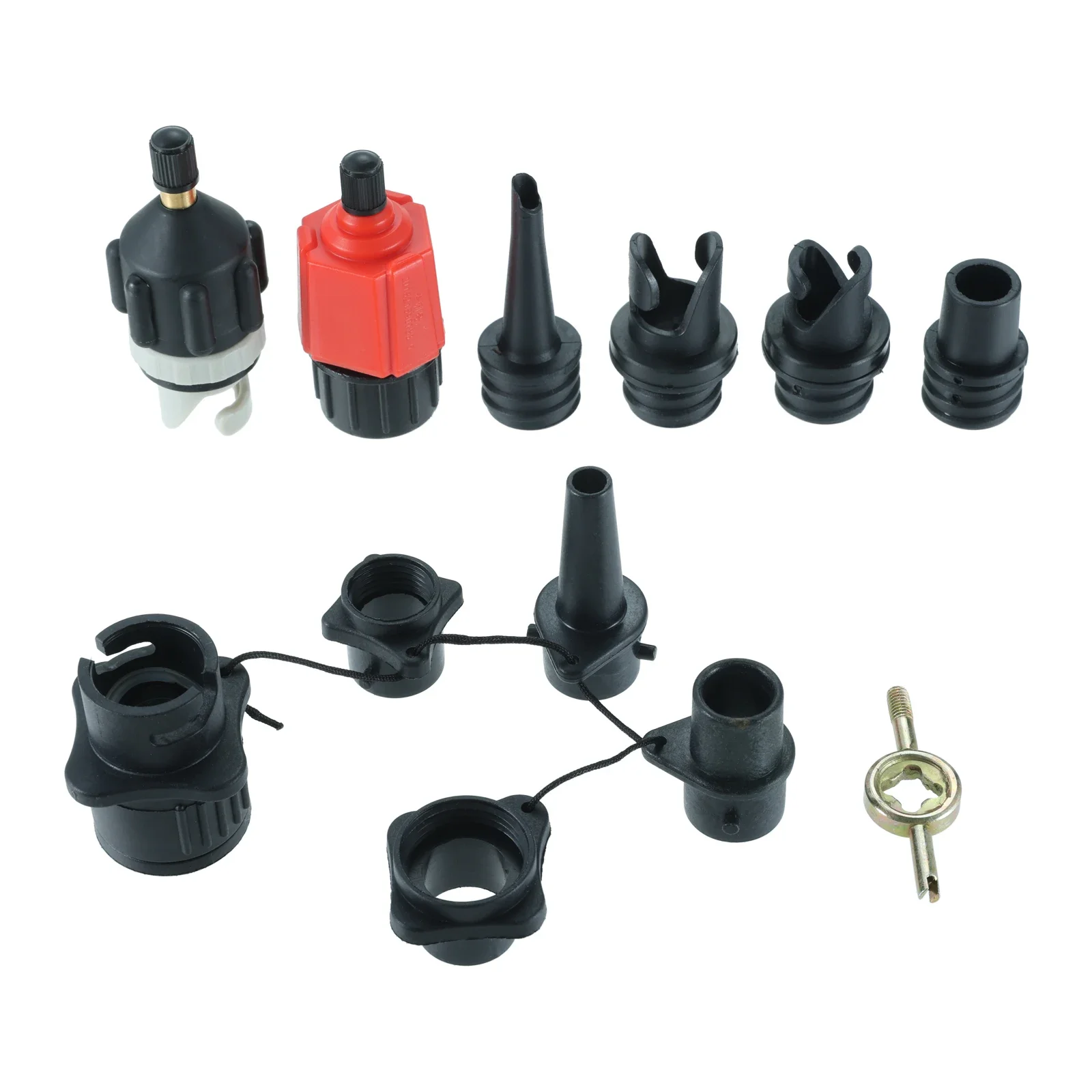 12 Pcs/Set Air Valve Adapter Nozzle Valve Core Wrench Plastic Copper Alloy Black/Red Inflatable Boat Canoes Air Mattresses Tool