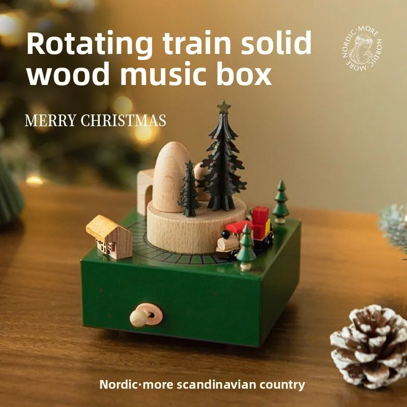 

Деревянная карусель, музыкальная шкатулка для танцевальной девушки, рождественское украшение, вращающийся поезд, музыкальная шкатулка, украшение для дома, подарки на день рождения, День святого Валентина