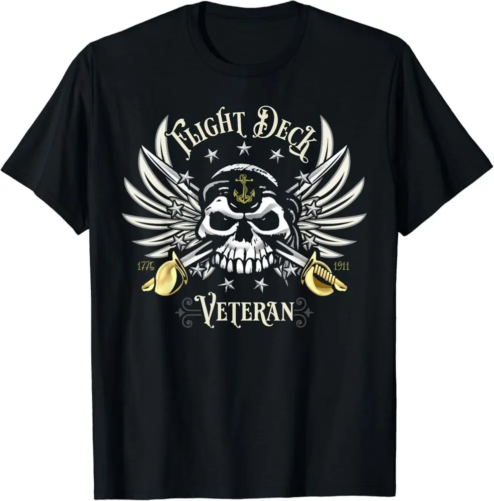 NEW LIMITED Flight Veteran Skull Naval Aviation Design Great Tee T-Shirt S-3XL