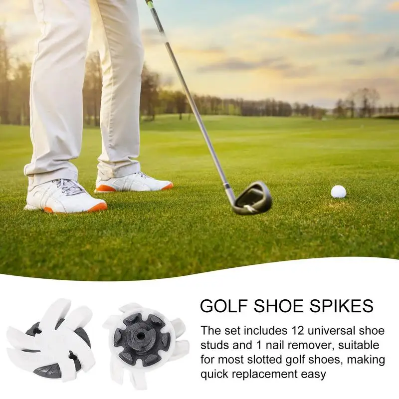 

Golf Shoe Spikes 12 Pieces Anti Slip Golf Shoe Spikes Golf Cleat Convenient Quick Twist Golf Spikes Golf Cleats Wrench Screw