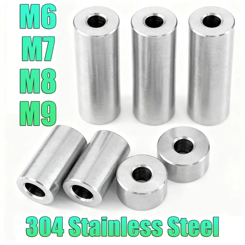 M6 M7 M8 M9 Sus304 Stainless Steel Bushing Washer Gasket Unthreaded Round Hollow Standoff Spacer Sleeve Od 10-16mm For Diy Part
