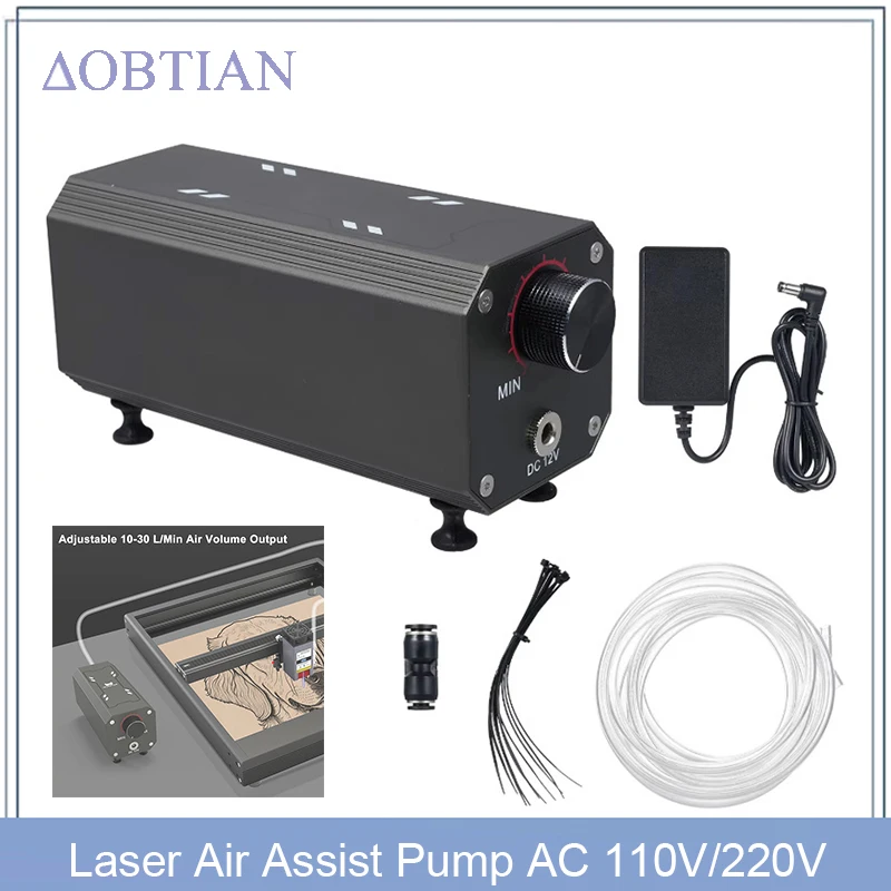 Laser Air Assist Pump AC 110V/220V Air Assist Compressor for Laser Cutter and Engraver Adjustable 10-30 L/Min