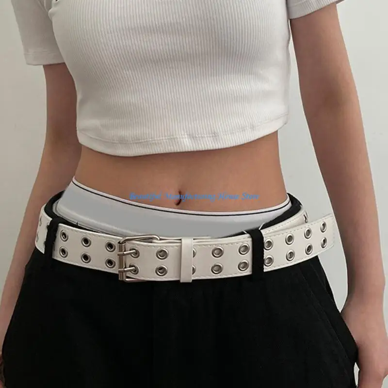 أحزمة الخصر النسائية E56A لفستان الجينز وحزام الخصر القوطي المزدوج #4