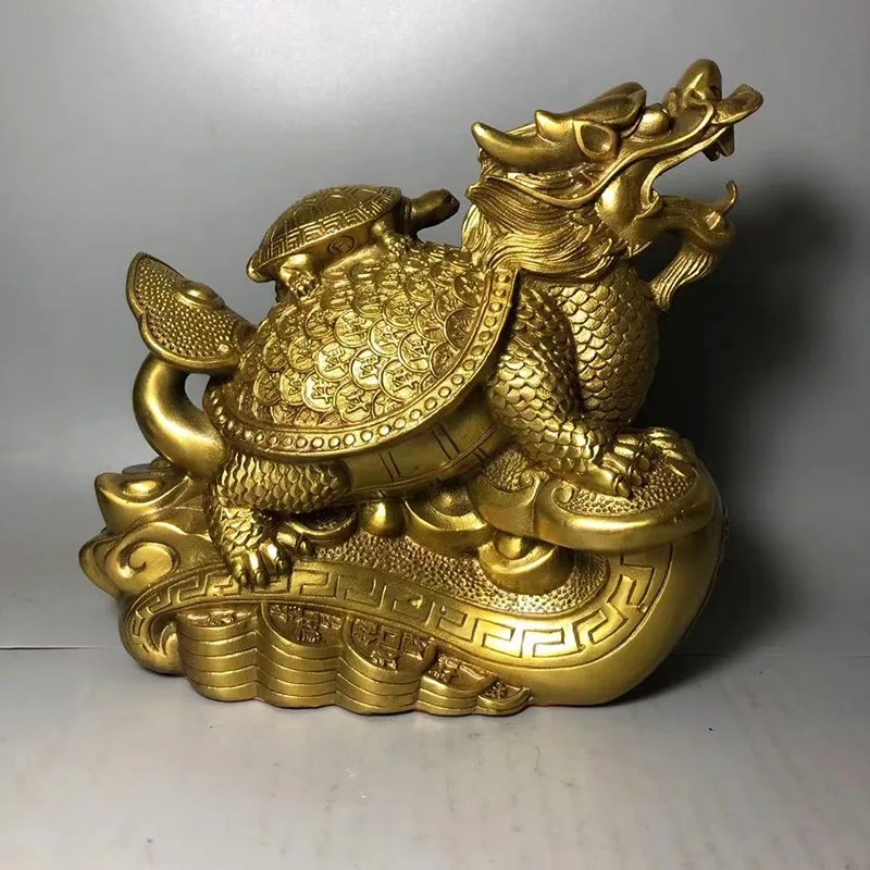 Brass Auspicious Dragon Turtle Ornament8Mother-and-child dragon turtle and money turtle home living room bronze ornaments