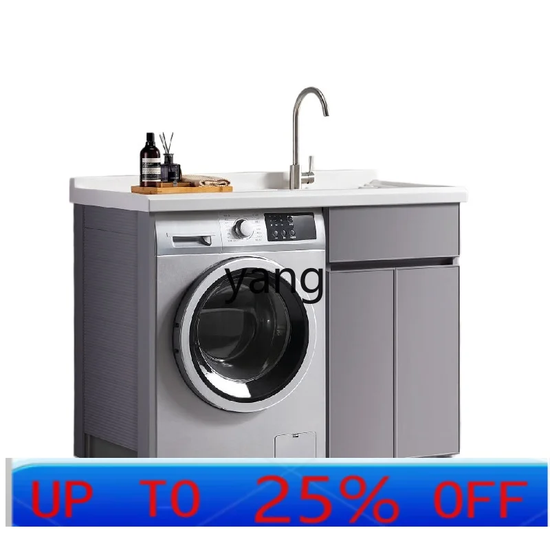 LH  space aluminum balcony washing machine cabinet quartz stone washboard basin cabinet integrated
