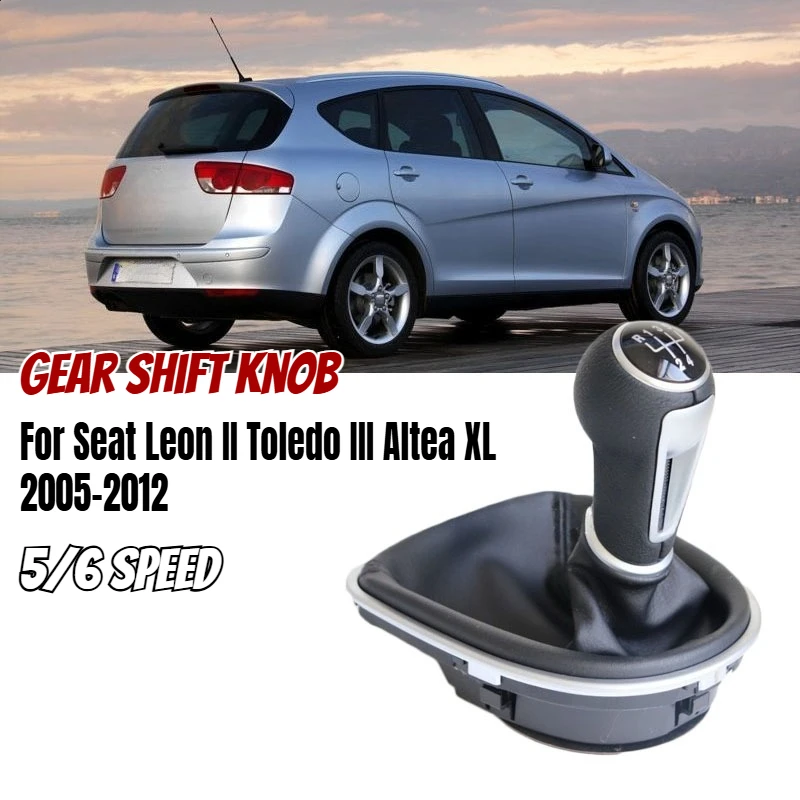 

For Seat Leon II Toledo III Altea XL 2005-2012 Car 5 6 Speed Gear Shift Knob with PU Leather Boot Cover Shifter Lever Stick