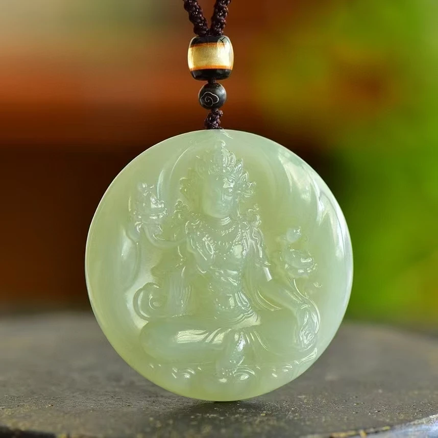 Hetian Jade Qinghai Tara pendant SN0003