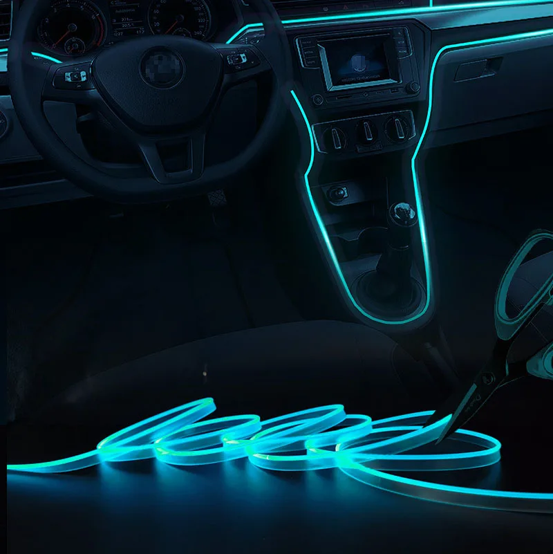 EL Cool Light Colorful Light Guide Car Atmosphere Light Bar Car Atmosphere Light Universal Style No Installation Four Central