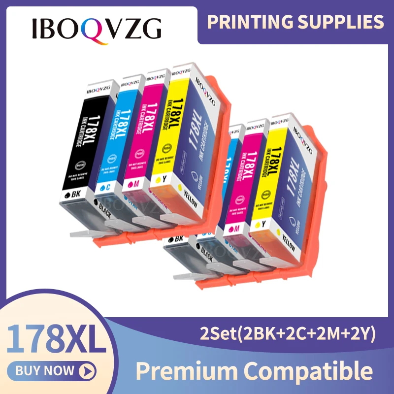 IBOQVZG 4 Colors 178 XL Ink Cartridge Replacement For HP 178XL Photosmart 7515 5515 B109a B209 B210 3070A 3520 7510 Printer