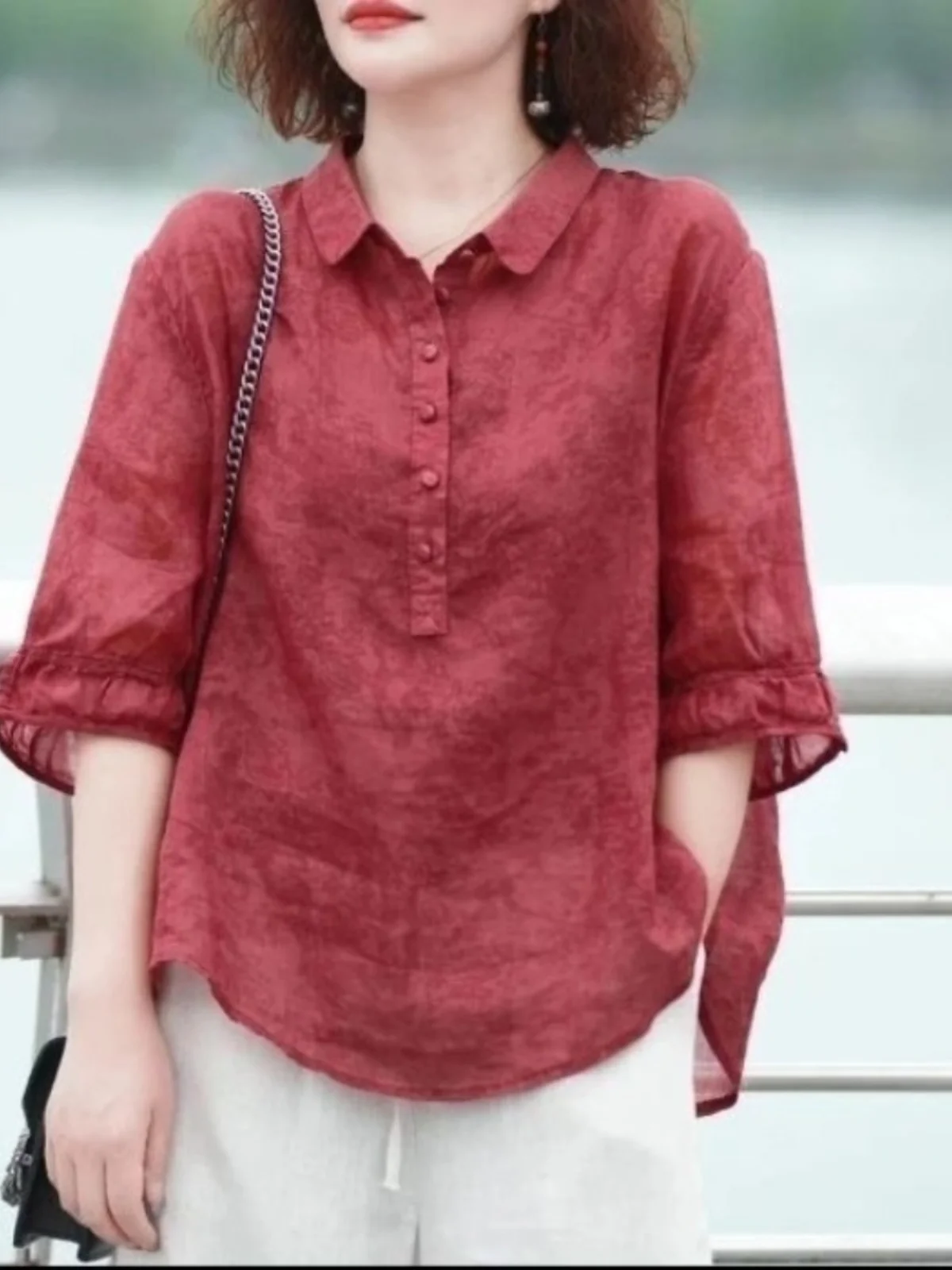 

Женский летний модный повседневный свободный топ средней длины из хлопка и льна с художественным принтом, винтажный регулируемый топ...