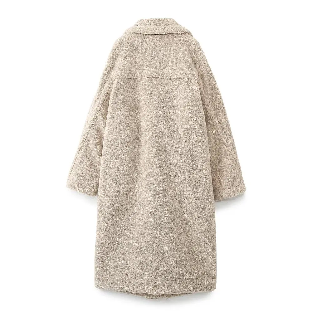 Guobioziy Women's Slim-Fit Fleece Long Coat Jacket 2026 Spring-Autumn New French Casual Fashion British Classic Commuter Street