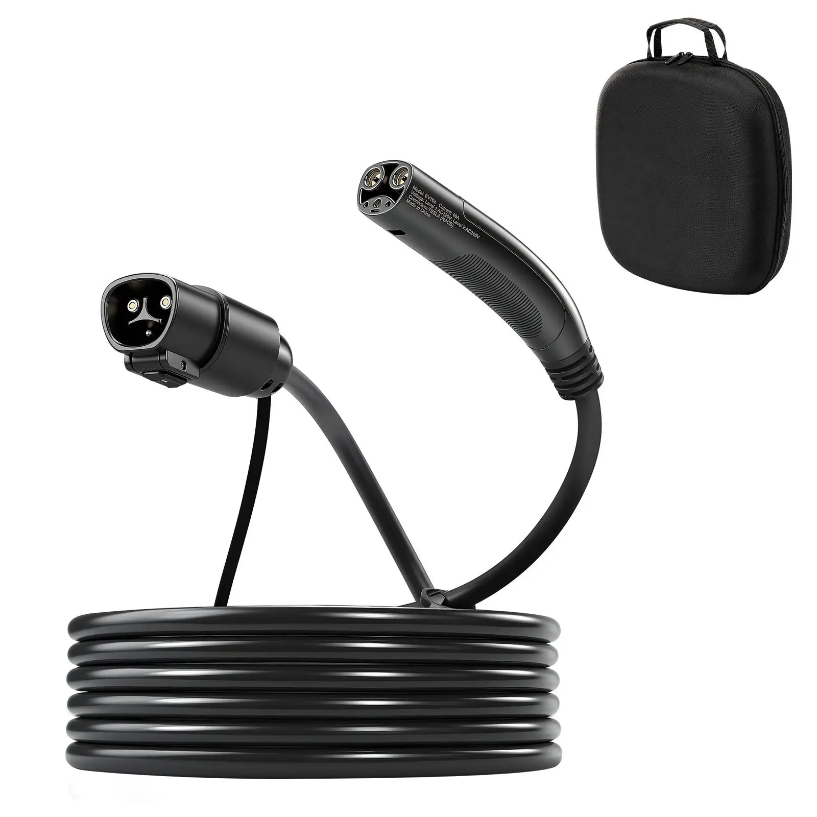 EV Charger Extension Cable for Tesla, 48Amp 21 ft Max 240V 11.52 kW with NACS Plug, EV Extension Cord for Level 1/2 Tesla Mobile