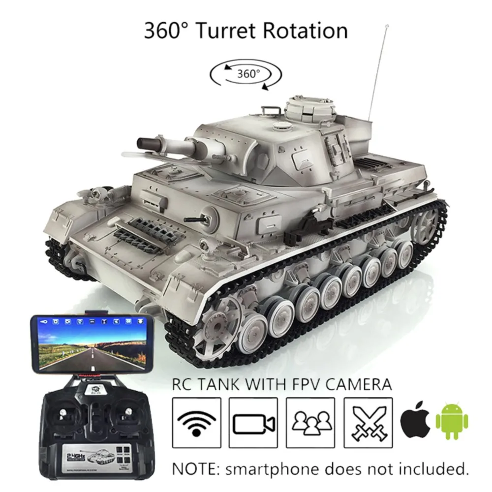 2.4G Henglong FPV 1/16 7.0 Panzer IV F RC Tank 3858 360° Turret Steel Gearbox Infrared Combat BBs Airsoft TH17389-SMT7