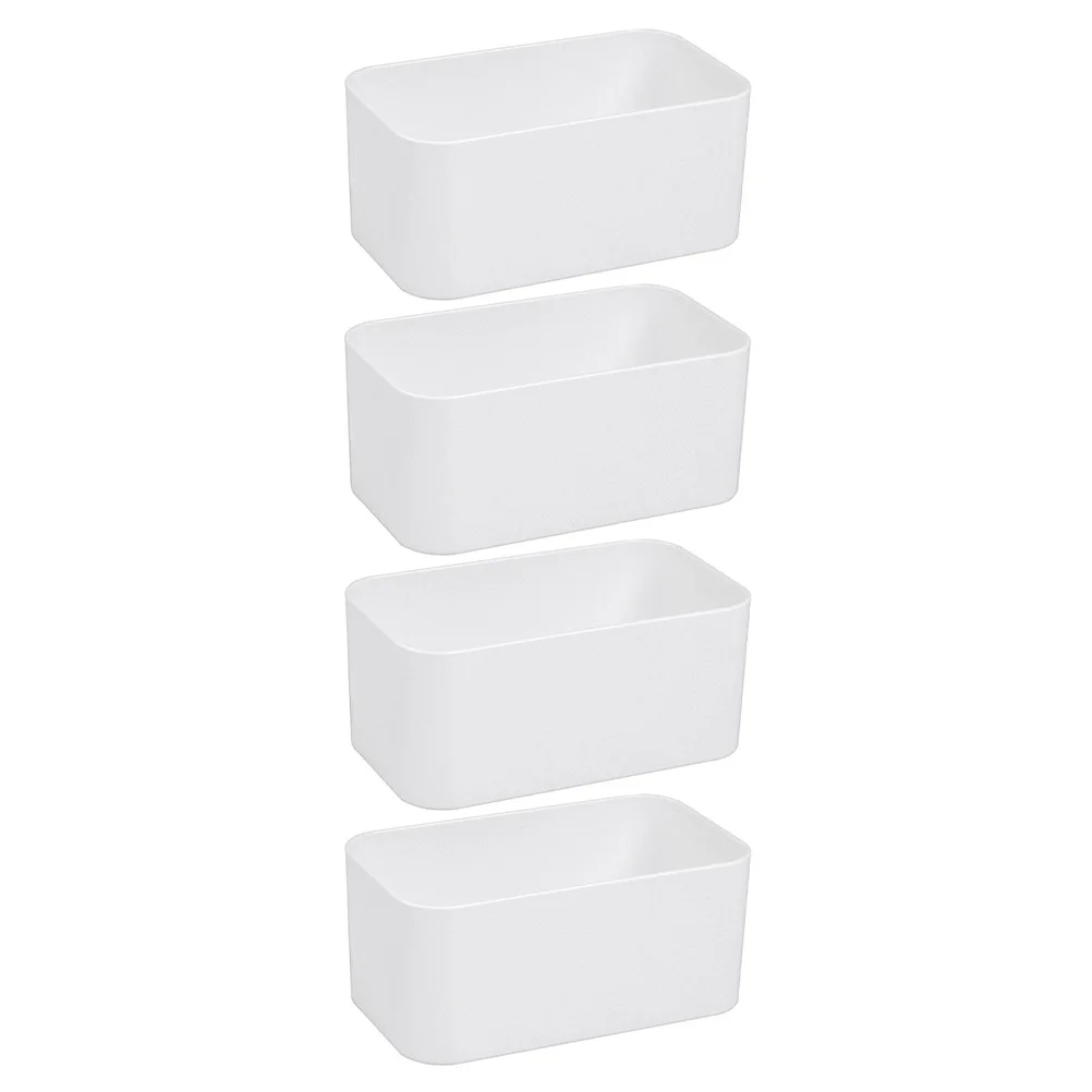 

4 Pcs Wall Mounted Storage Box White Self Adhesive Punch Free Organizer Hanging Case Compact Size Suitable Home Dormitory Hotel