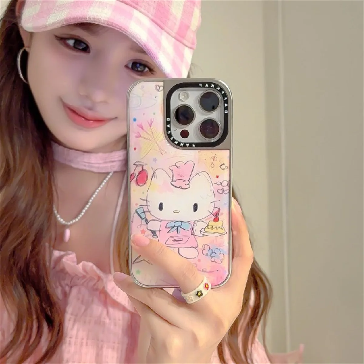 Kawaii dos desenhos animados graffiti hellokitty caso de telefone para iphone 16 pro 15 14 pro capa traseira bonito casos protetores funda