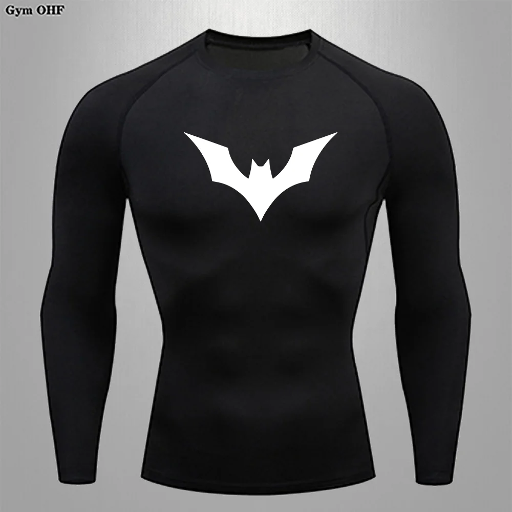 Men'S High Quality Sports T-Shirt Running Fitness Gym Quick Drying Breathable Bat Series Super Hero