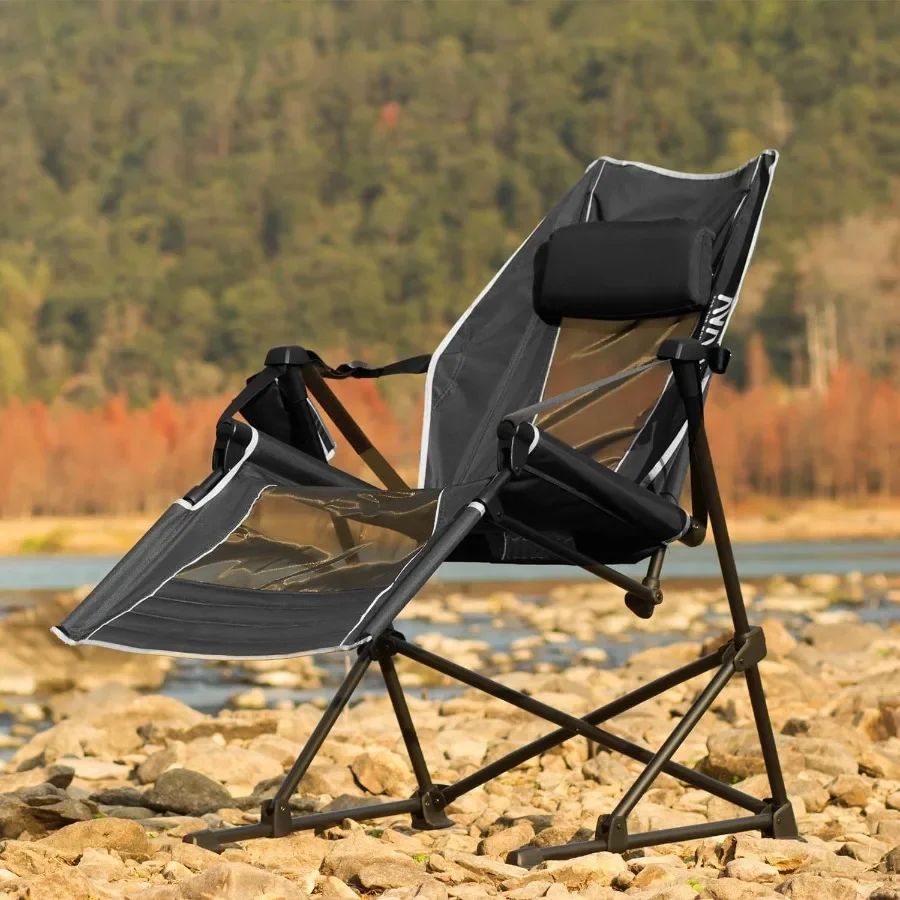 Go-Horizon Hammock Swinging Camping Chair for Adults up to 400bs, Full Lie-Flat Folding Chair with Footrest, Adjustable Headres