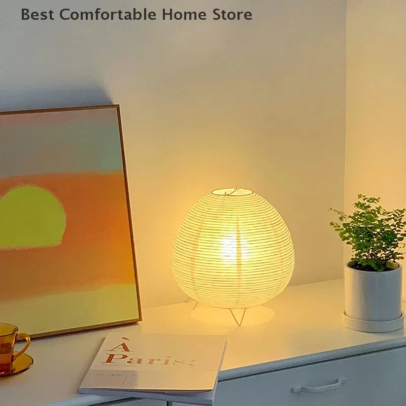 Japanese Lantern Led Table Lamp Living Room Bedroom Bedside Rice Paper Lights Study Homestay Art Creative Decor Table Lights