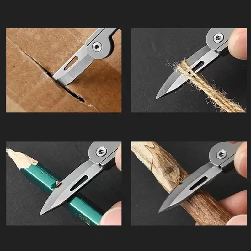 Titanium Alloy Mini Folding Knife Fruit Knife Express Tool EDC KeyChain Pocket Knives Outdoor Survival Pendant Paper Cutting
