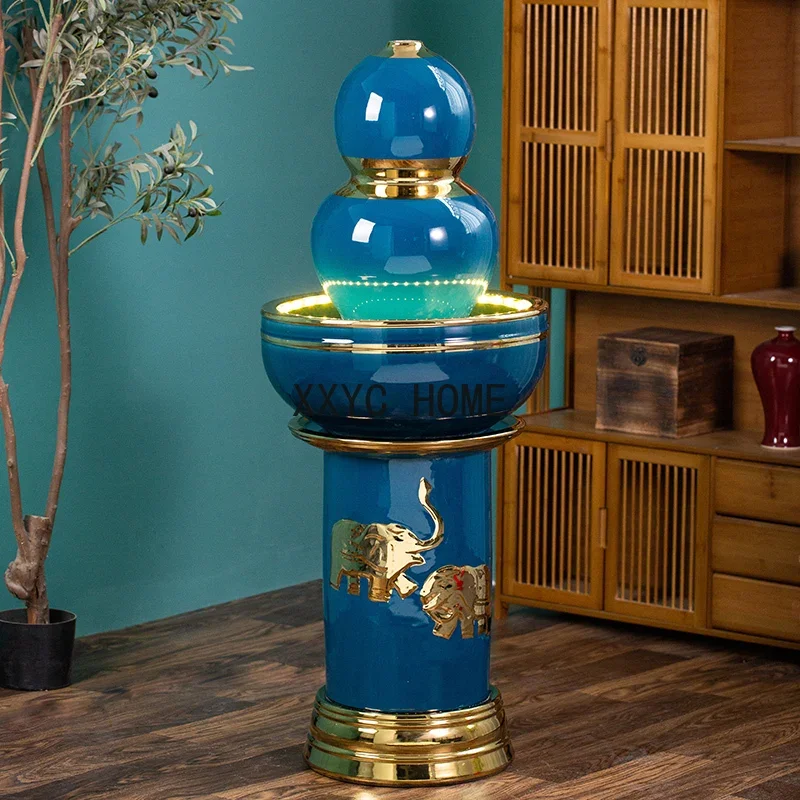 غرفة المعيشة الطابق السيراميك المياه المتدفقة الحلي المنزل زخرفة تلفزيون خزانة أريكة الجانب ضوء الفاخرة