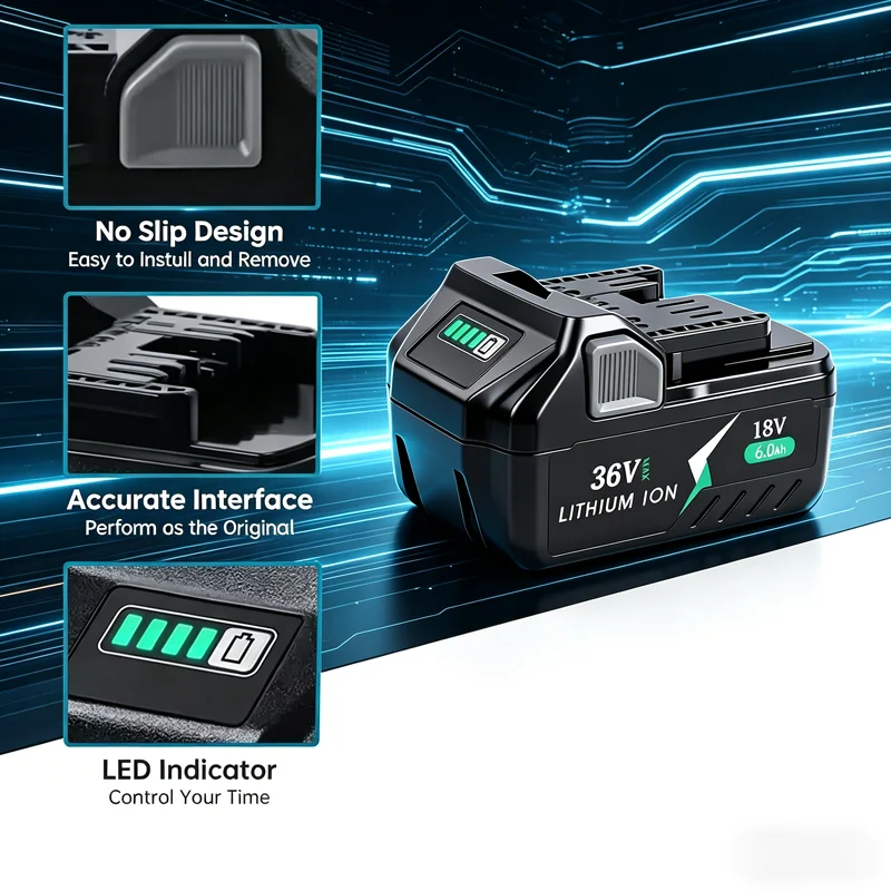 For Hitachi/HiKOKI 36V Power Tools Li-ion Battery,6000mAh for BSL1830 BSL1850 BSL1860 BCL1815 EBM1830 BSL1840 330139 DS18DBL New