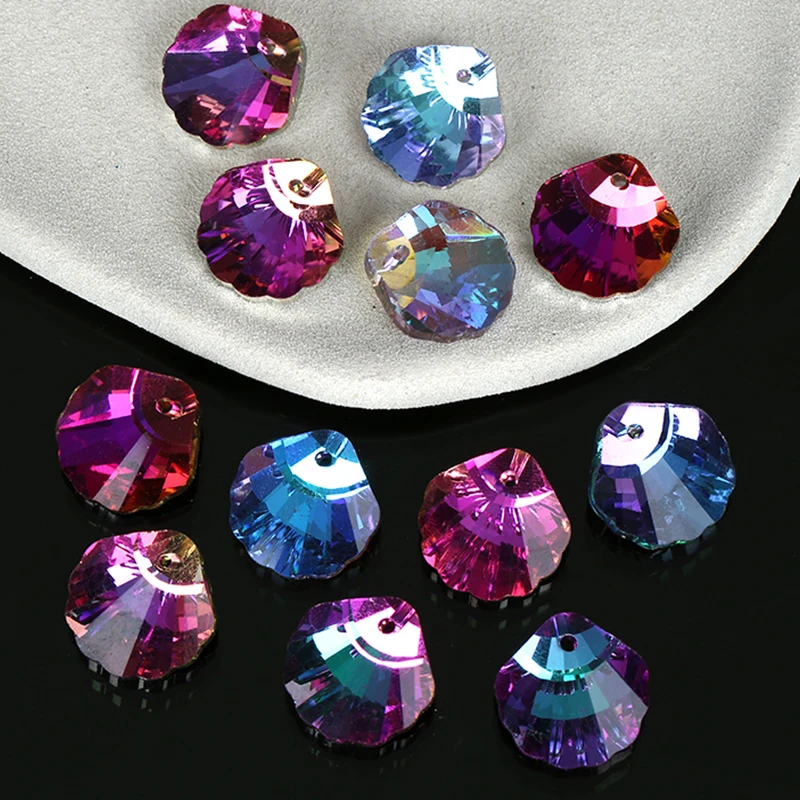 12/24PCS 16mm Crystal Glass Beads for Jewellery Making Supplies Shell Shape AB Color Jewelry Beads Pendant DIY Necklace Earrings
