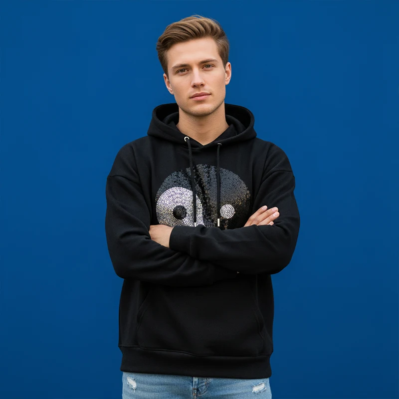 الهيب هوب المرأة الشارع الشهير القوطية كم طويل البلوز المتضخم Y2K هوديي Harajuku الأسود حجر الراين ثمانية مخططات البلوز