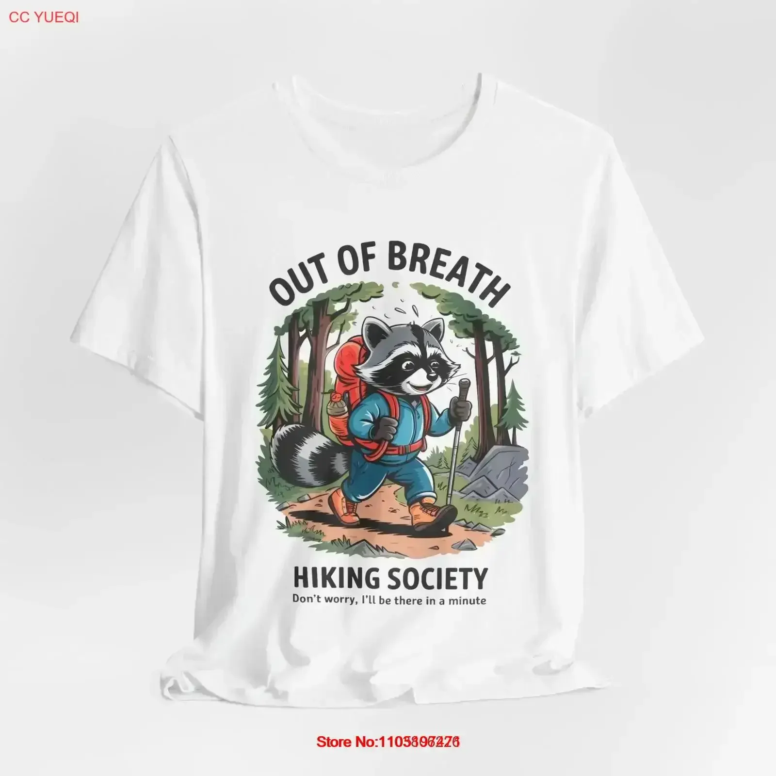 تي شيرت Out of Breath Hiking Society لا تقلق، سأكون هناك في دقيقة، تي شيرت عتيق مغسول، أنيق ومريح، ملابس الشارع #1