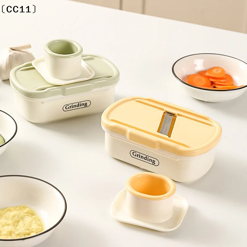 Manual Garlic Grinder 2 In 1 With Hand Guard Ginger Grinding Grater Mini Plastic Garlic Planer Baby Complementary Food〔CC11〕