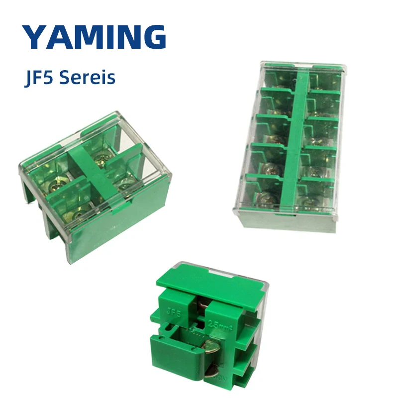 JF5 Series Brass Terminal Blocks 660V 10A 25A 32A 40A Universal DIN Rail Mounted Wire Dual Row Connector