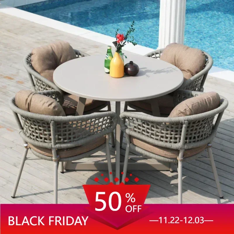 

Nordic Outdoor Garden Chair Leisure Rattan Courtyard Aluminum Alloy Dining Chair Balcony Chaise De Jardin Patio Furniture WK50GC