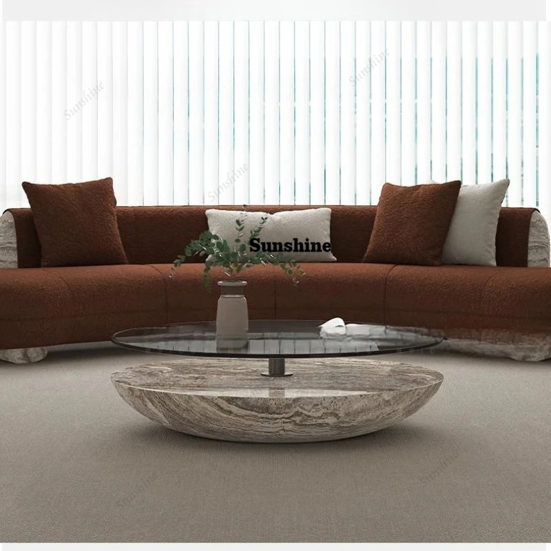 

TS Italian Luxury Minimalist Round Marble Coffee Table, Post-Modern Designer Statement Piece for Spacious Living Room,