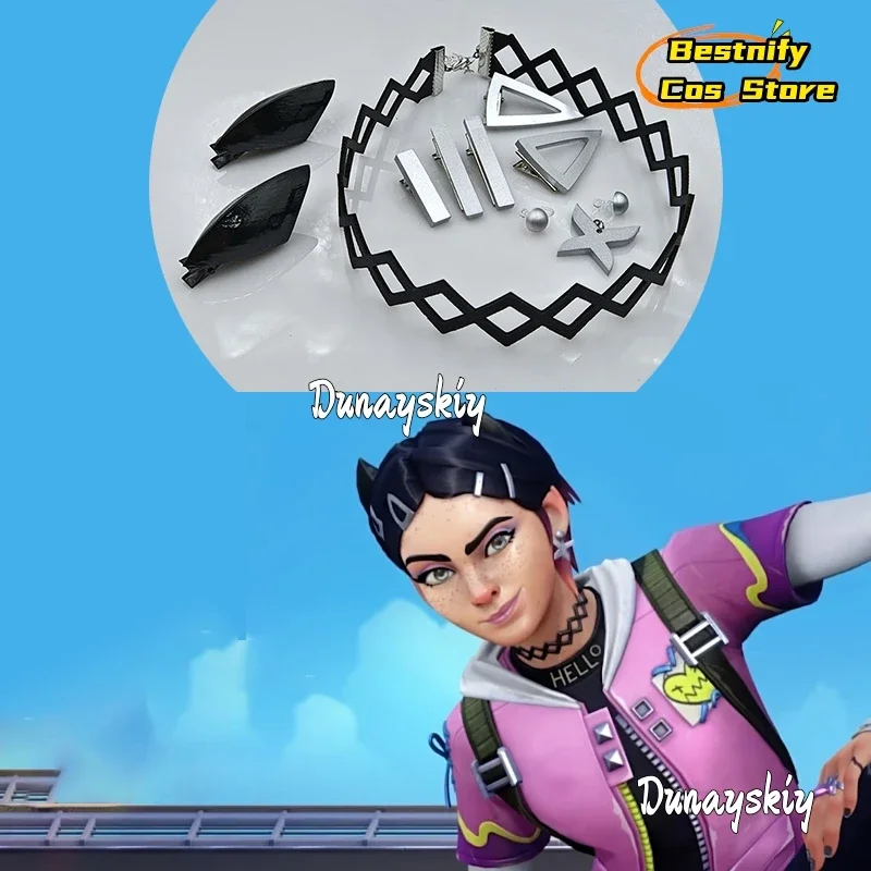 CosplayClove تأثيري لعبة القرنفل الخالد زي 40 سنتيمتر التدرج الباروكات القرنفل أغطية الرأس القرط قلادة ملحق الدعامة أنيمي دور-pl