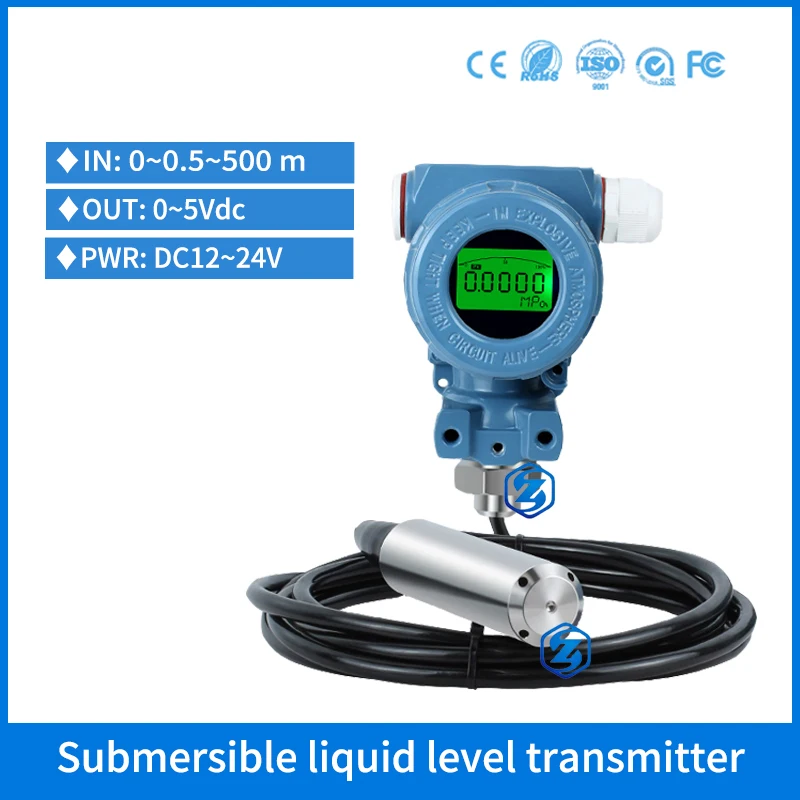 

0-5v LCD Display Liquid Oil Fuel Tank Level Transmitter Split Type Sewage Waste Water River 5m Level Sensor Transducer