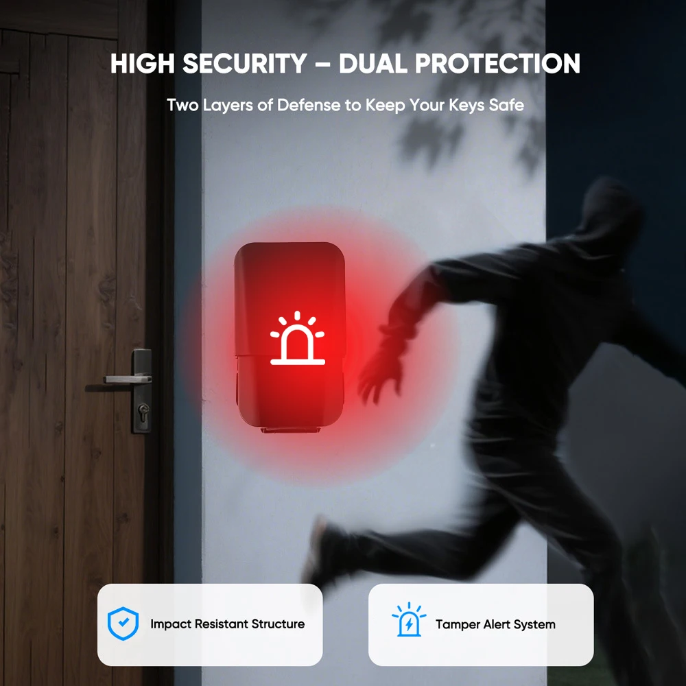 Outdoor Waterproof Key Box Tuya BLE Security Box Fingerprint/Card/APP/Password/Key Unlock Security Intelligent Metal Wall Mount