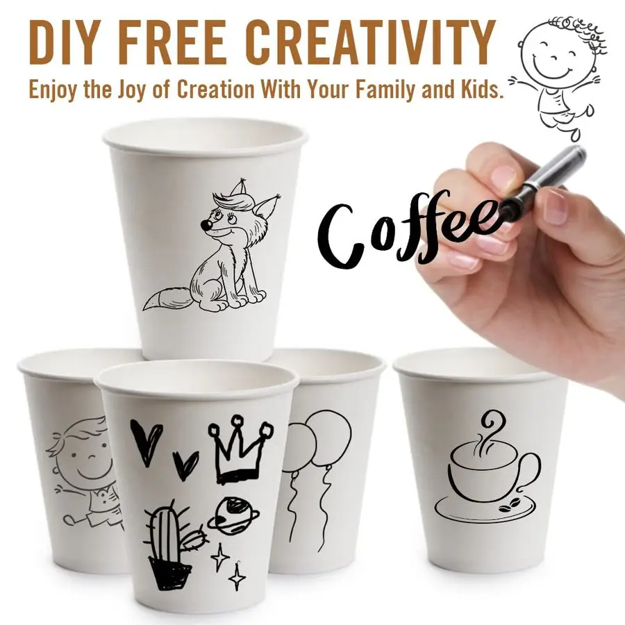 300 Pack 12 oz Disposable Thickened Paper Coffee Cups with Lids and Sleeves, To Go Hot Coffee Cups Set for Chocolate, Cocoa, Bev