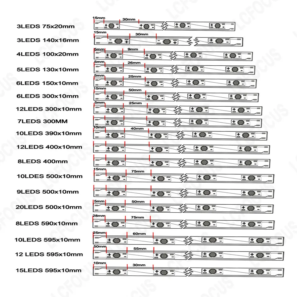 1W 3W 5W Aluminum Base Plate 150mm 300mm 400mm 500mm 595mm PCB Board Grow Aquarium Light For 1 3 5 7 10 12 15 20 W Watt LED Chip